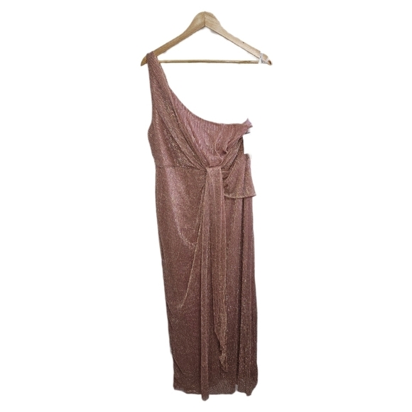Pink sparkly mesh one shoulder maxi party dress size 12 nwt - Picture 1 of 11